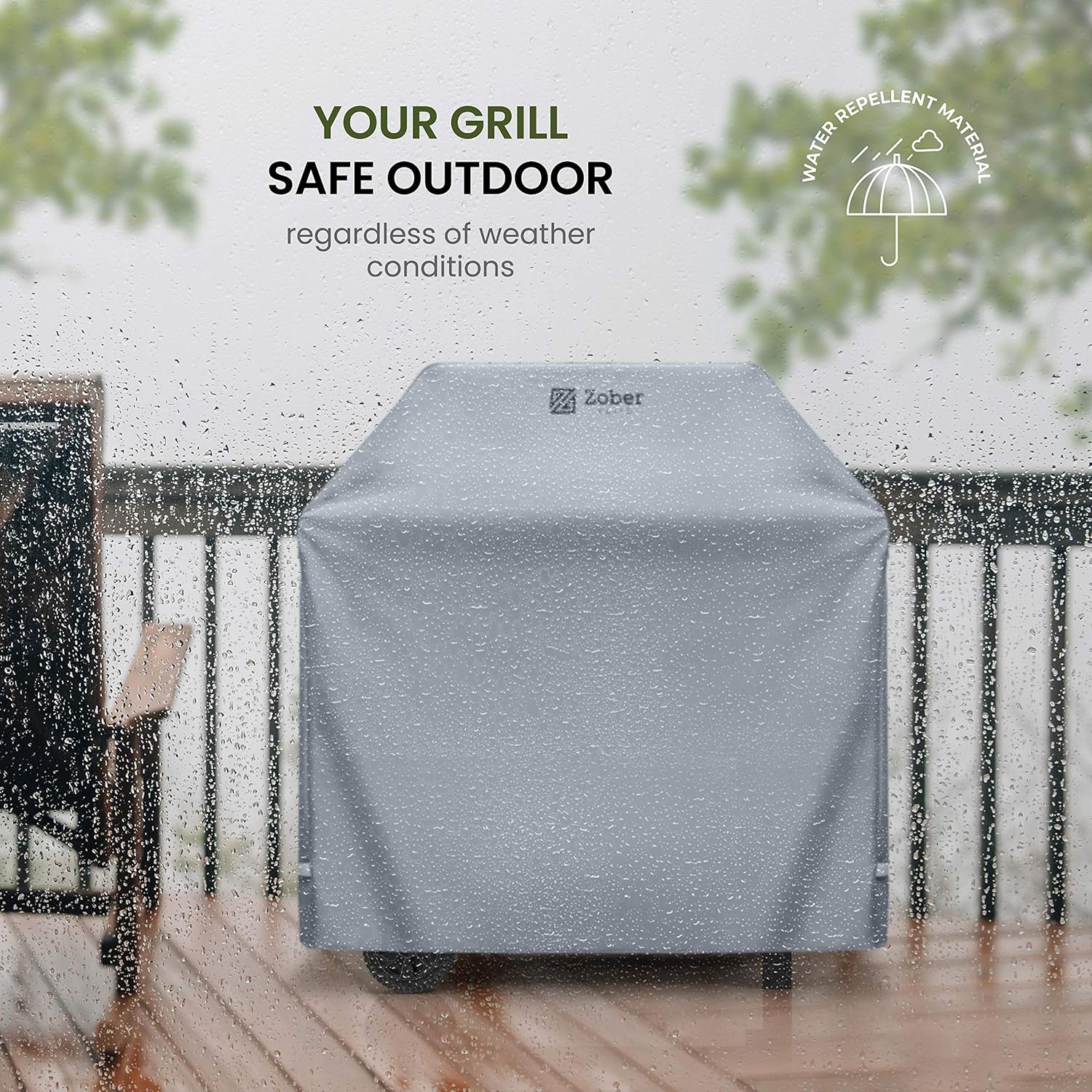 Zober All-Weather Premium BBQ Grill Cover 58” - Double-Layer 600D Oxford Fabric - 100% Waterproof Gas Grill Cover With Covered Air Vents - Large Barbecue Grill Cover Featuring Dual Handles & Straps : Patio, Lawn & Garden