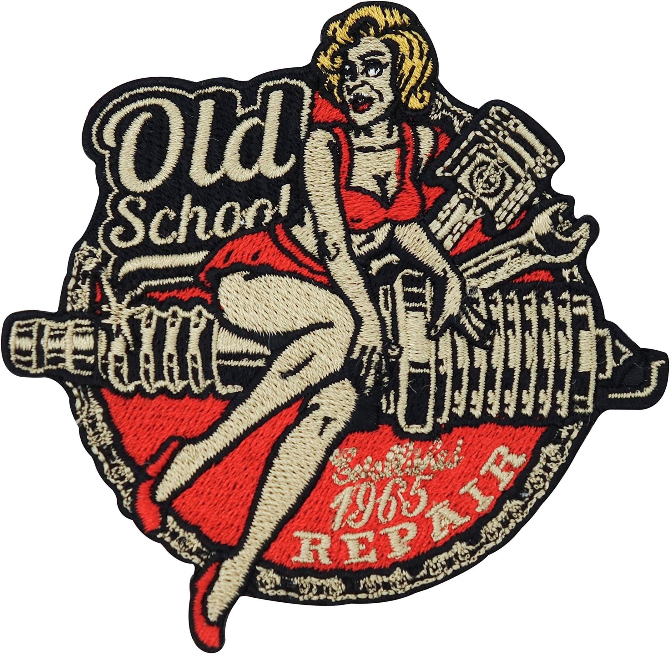 Old School Repair Biker Patch for Leather Coats | Motorcycle Cowl Patches, Women Iron-On Patches, Screws Motorcycle Patches, Patches for Men