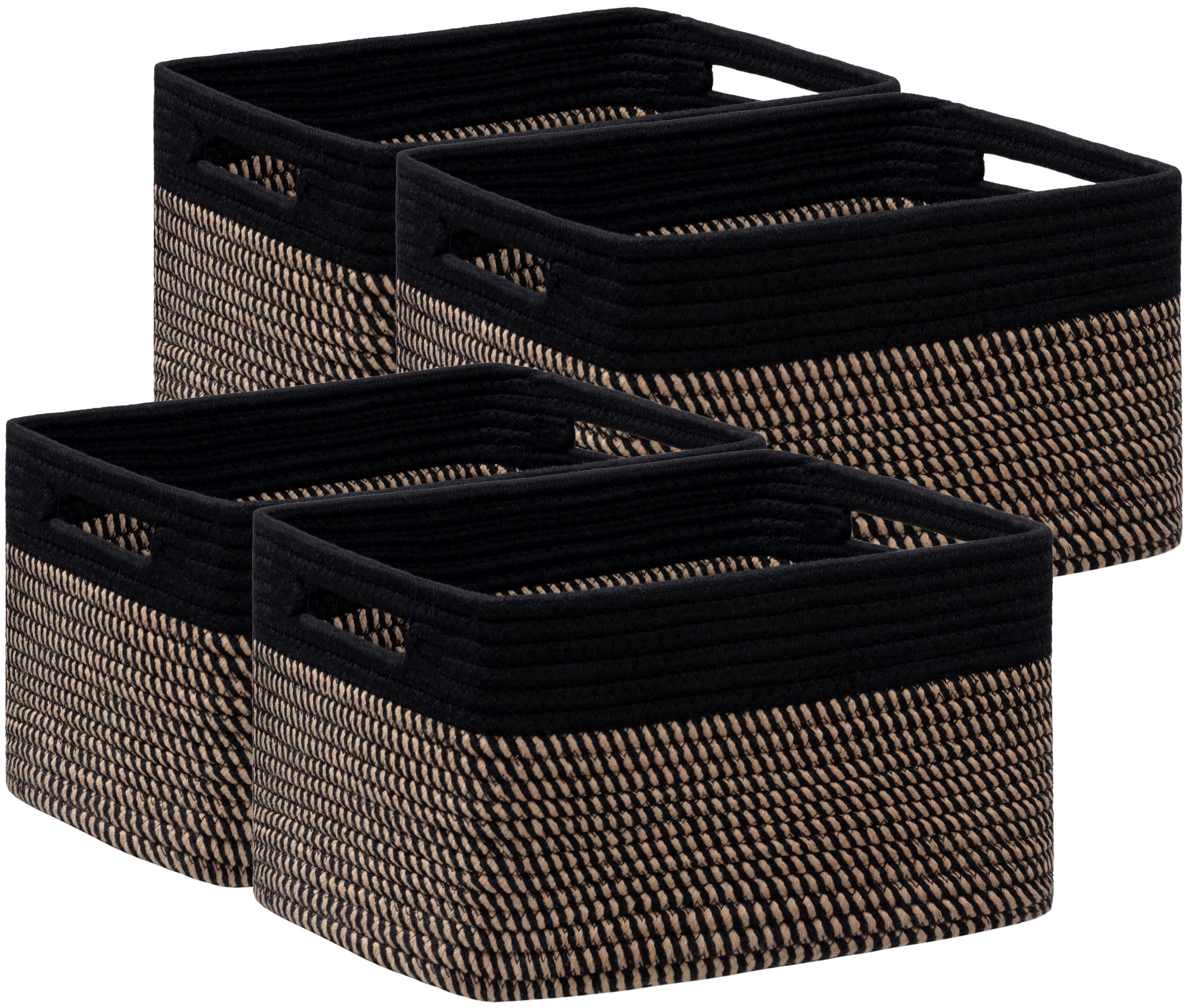 4 Pack Storage Baskets for Organizing Black and Brown