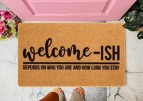 Miniatura 6 de Divertidos tapetes antideslizantes de fibra de coco de bienvenida, 17 x 30 pulgadas, tapete de entrada de bienvenida para puerta delantera, tapete
