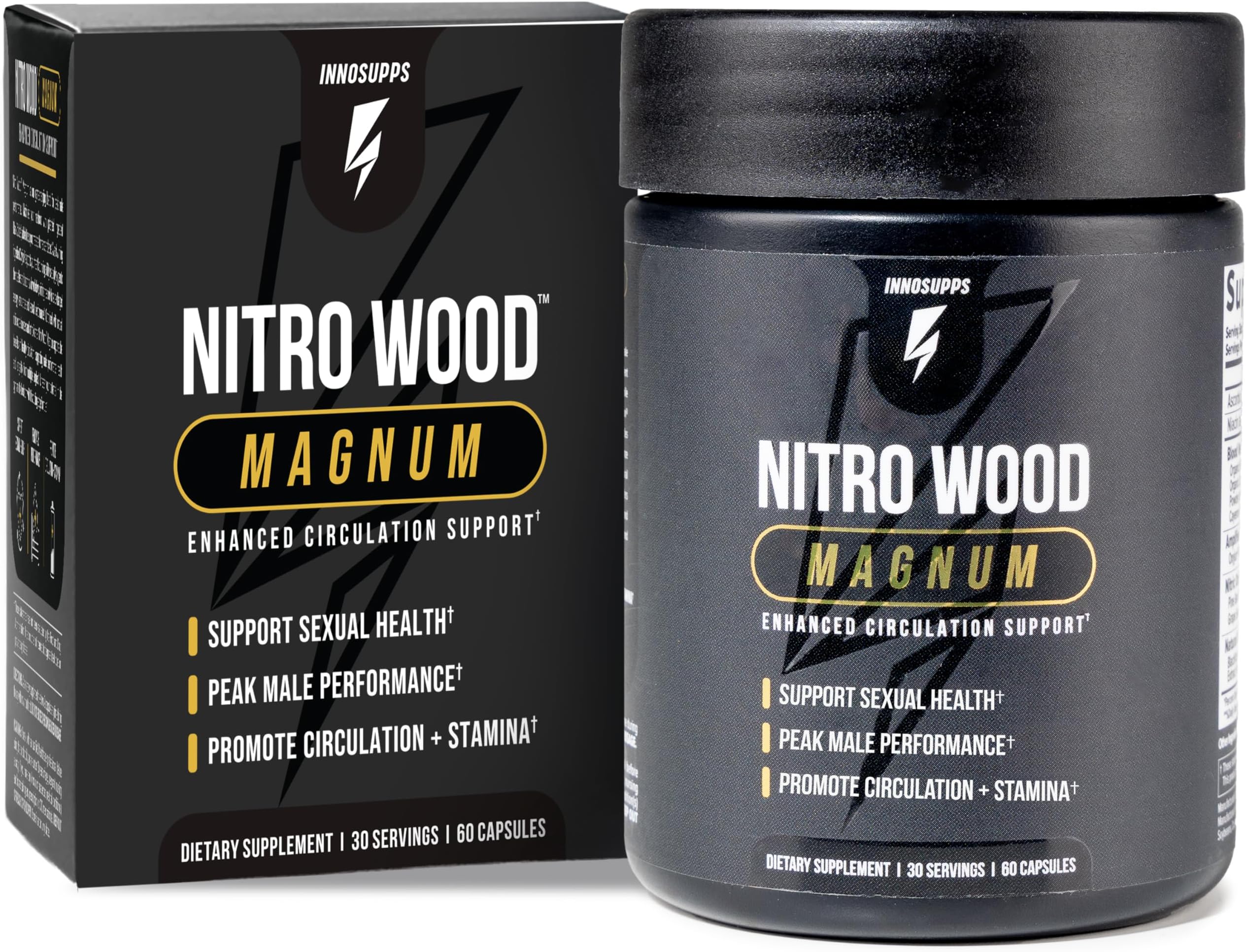 Nitro Wood Magnum | Enhanced Circulation Flow Support | Supercharged Tamina & Muscle Growth | Fuel Peak Performance | 60 Capsules