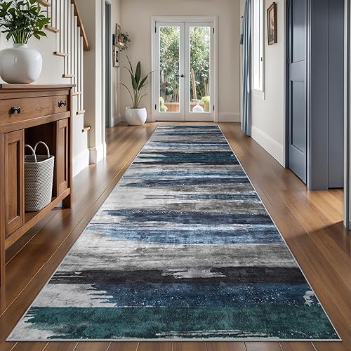 Miniatura 26 de Ciicool Alfombra abstracta moderna para sala de estar, 5 x 7 pies, lavable a máquina, antideslizante, alfombra contemporánea de pelo bajo para