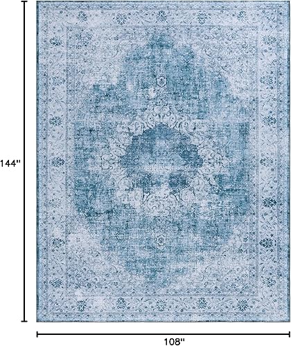 Miniatura 2 de SAFAVIEH Tucson Collection - Alfombra de área de 9 x 12 pies, diseño verde y gris, persa, no desprende pelusa, lavable a máquina y antideslizante,