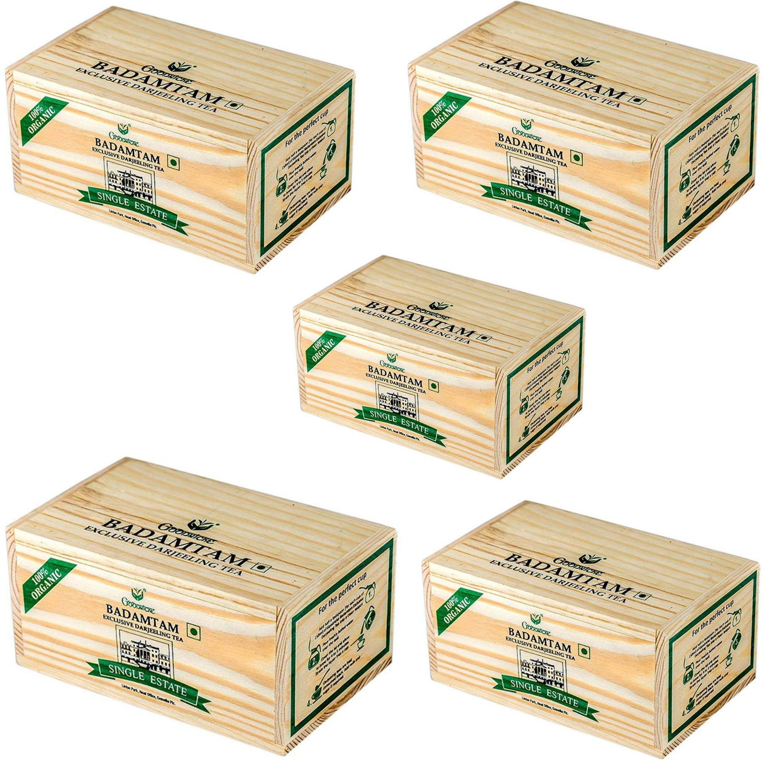 Goodricke Badamtam Organic Darjeeling Tea - 250 gm (Pack of 5)| 100% Organic Darjeeling Long Leaf Tea | Single Estate Premium Whole Leaf Tea | Exclusive Darjeeling Tea Loose Leaves | Premium Black Tea