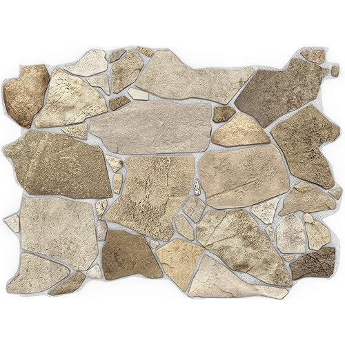 Retro-Art 3D Wall Panels, Wild Stone in Brown Beige Grey, PVC, 17.5" x 23.75", Cover 2.78 sq.ft. 563WB