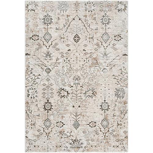 Hauteloom Claydon Moroccan Farmhouse Living Room Bedroom Dining Room Area Rug - Bohemian Neutral Style - Traditional, Oriental, Blue, Grey, Beige - 12' x 15'