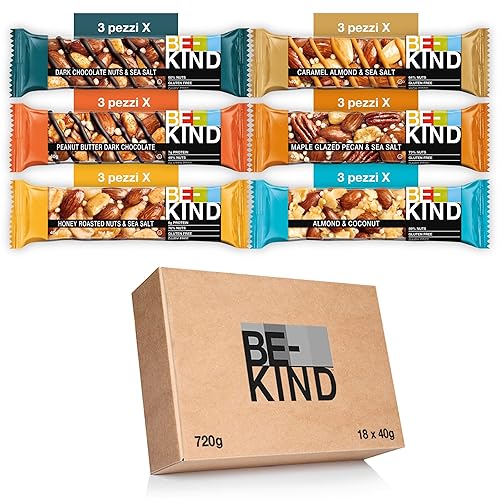 Immagine del prodotto BE-KIND Barretta, Confezione Mista in 6 Gusti diversi, Snack Senza Glutine, 1 Confezione x 18 Barrette da 40 gr