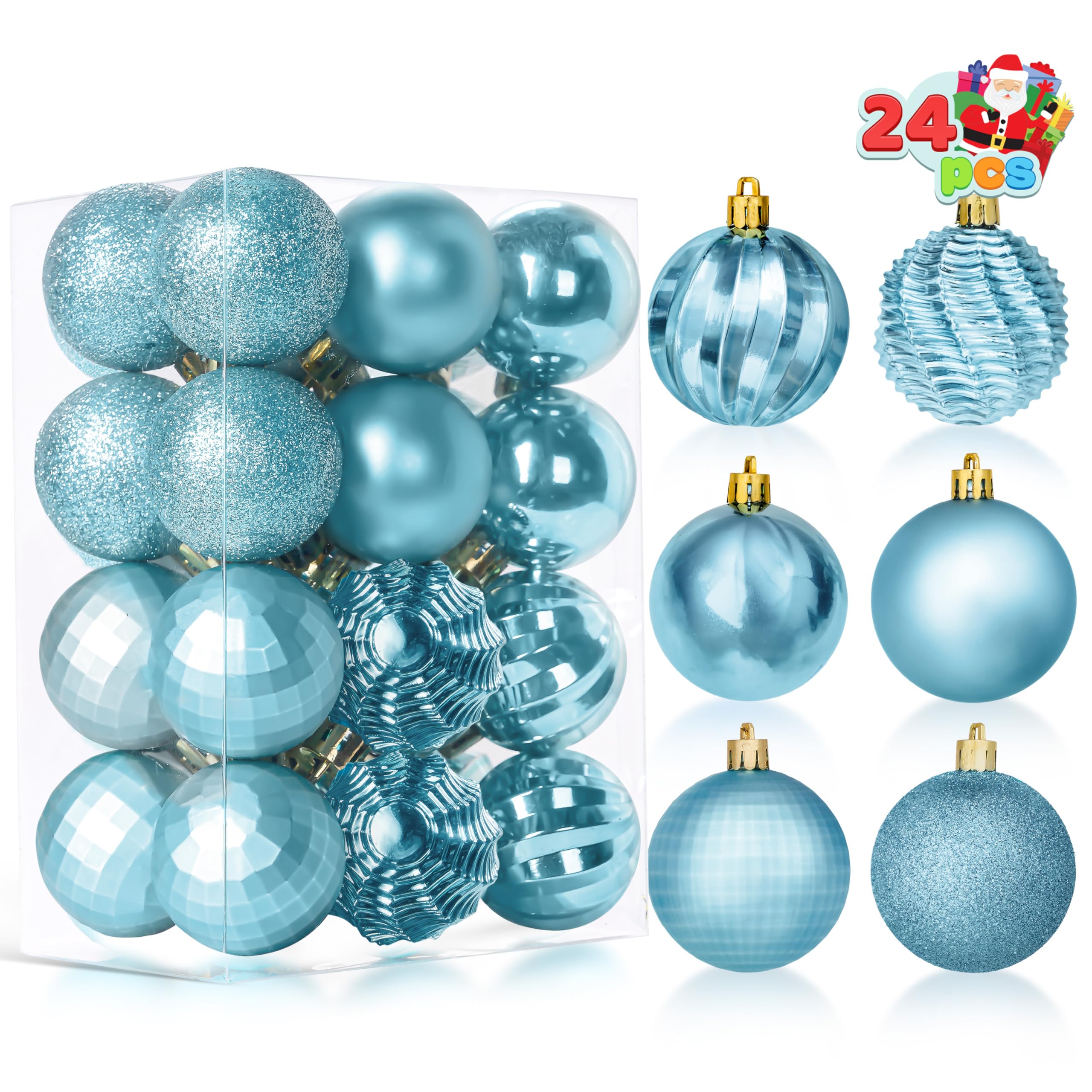 Amazon.com: JOIEDOMI 24 Pcs Baby Blue Christmas Tree Ornaments Set, 2. ...