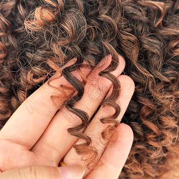 Short Kinky Curly Bob Wig with Bangs 6 Inch Ombre Brown Afro Wigs for Black Women Full and Soft Heat Resistant Synthetic Fiber Throw and Go Wig