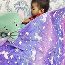 Famyo Purple Unicorn Glow in the Dark Blanket for Kids gallery image