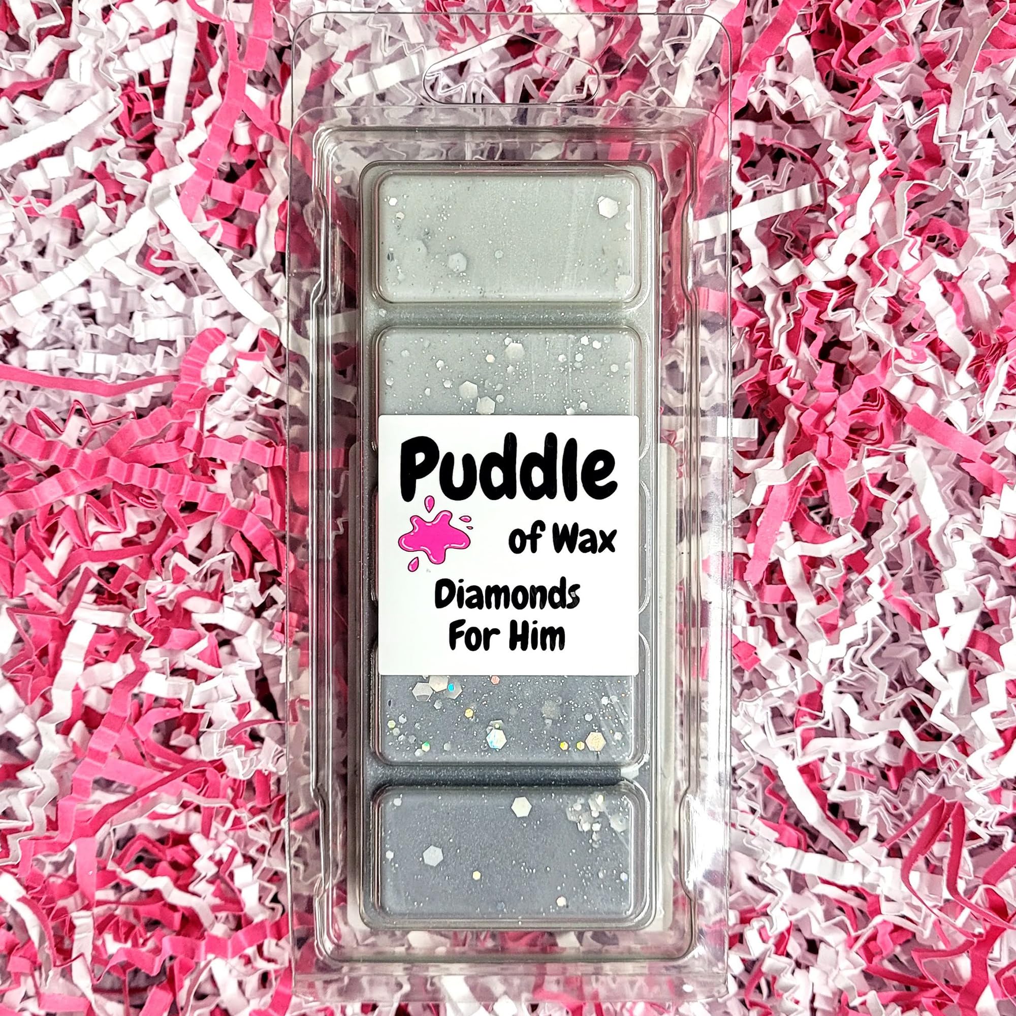 Puddle Of Wax Silver - Diamonds For Him Soy Wax Melt Snap Bar - 50G - Aftershave Scent - Vegan Friendly - Made In The Uk