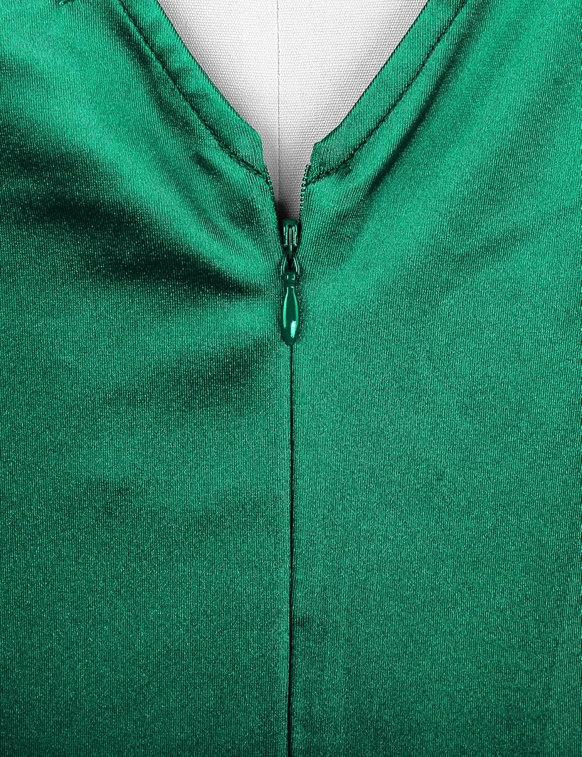 MUXXN Women's 1950s Vintage Sleeveless Ruffle V Neck Mermaid Hem Cocktail Evening Gowns Dresses - Image 7