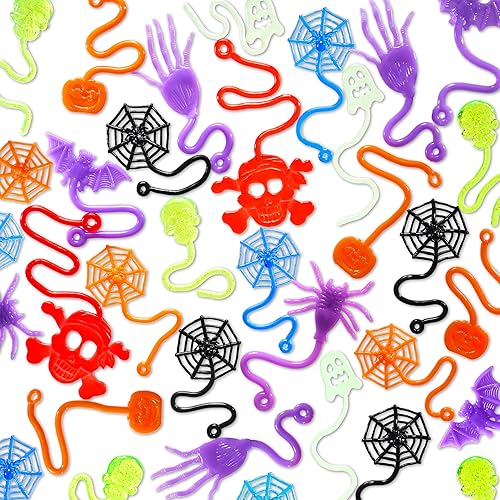 JOYIN 60 juguetes adhesivos elásticos de Halloween, manos adhesivas a granel para regalo de niños, calabaza, fantasma, araña, esqueleto, recuerdos
