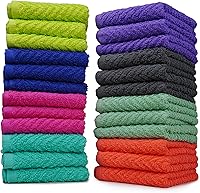 Vista 8 de ZUPERIA Zigzag Paños de Lavado Multicolor - Paquete de 16 - 12" x 12" - Paños de Lavado Suaves Altamente Absorbentes para Cara, Toallas de Gimnasio