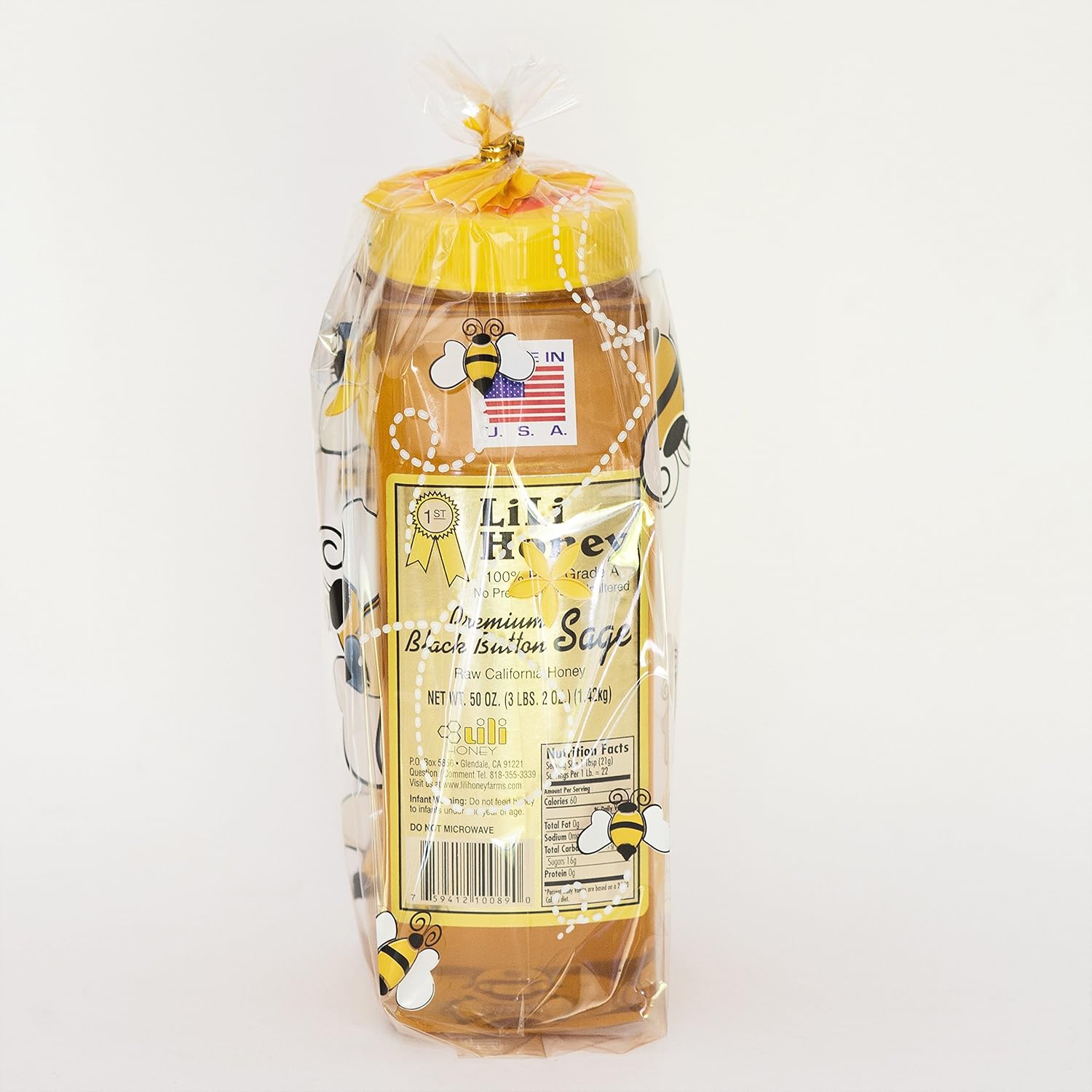 California Raw Premium Black Button Sage Honey 50 Oz. 3 1/8 Lb 1.42 kg Pure Natural Grade A Gift Wrapped