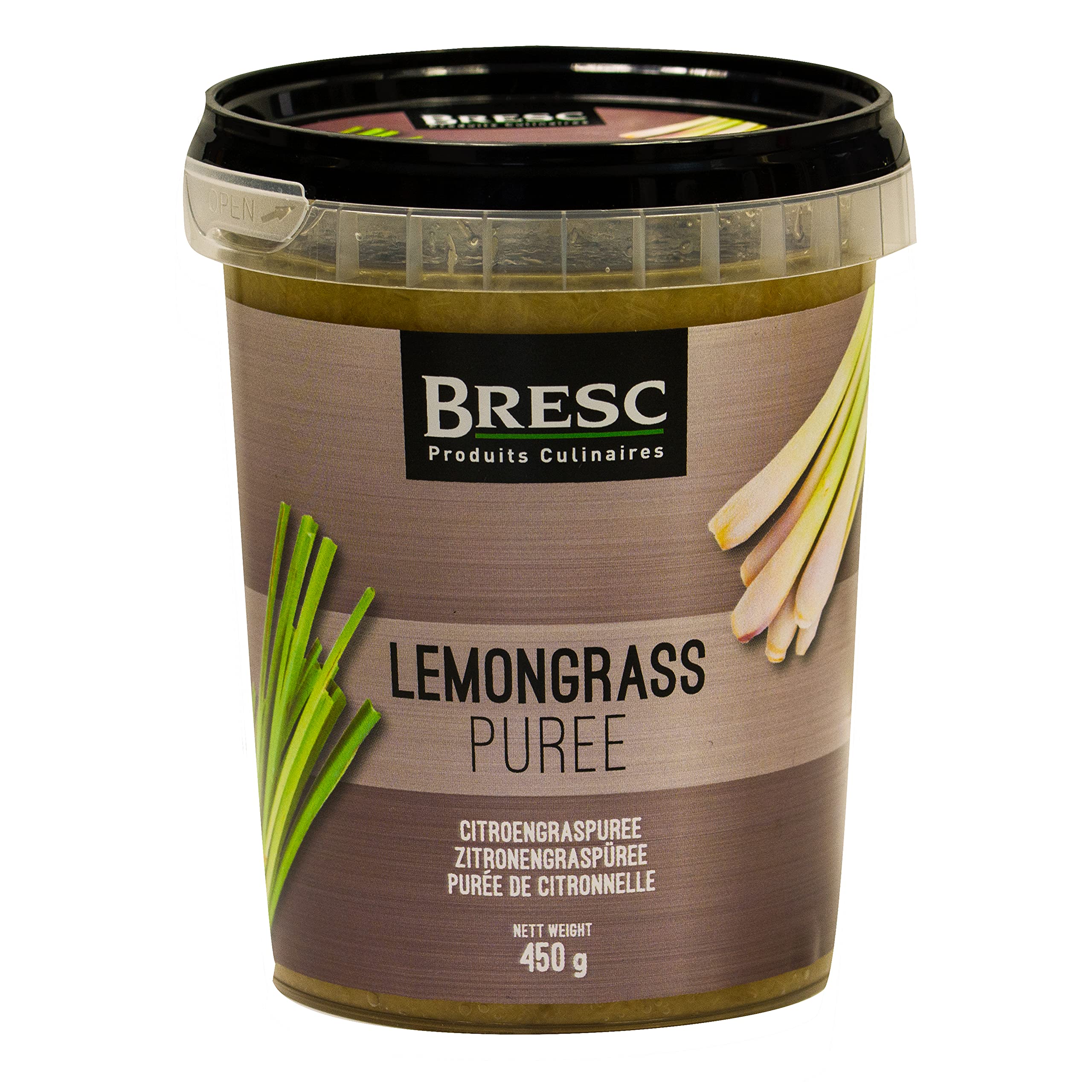 Bresc Zitronengraspüree - 5x 450g - vegane pikante Gewürzmischung Zitronengras-Püree, küchenfertig, authentisch asiatisch, zum Würzen von Speisen, kräftiger Geschmack exotisch frisch zitronig