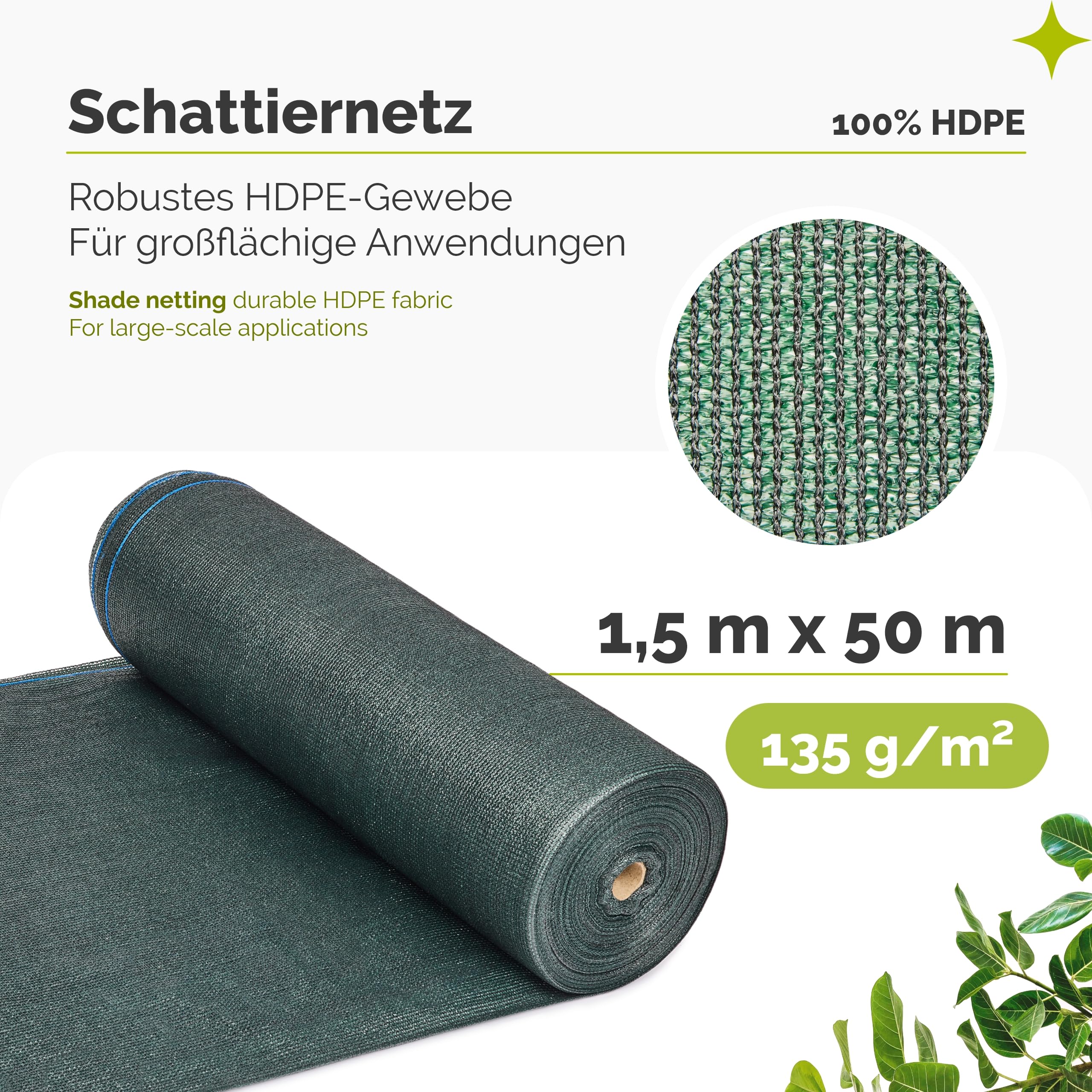 Garronda Rete Ombreggiante Nero/Verde 1,5x50 m 135 g/m²