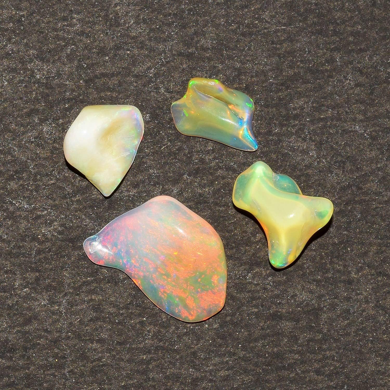 OdrillionGems 4pcs Natural Organic Ethiopian Opal Gemstones, Rough Opal, Chakra Healing Crystals, DIY Jewelry Making, Wire Wrapping, Wholesale Supply, October Birthstones, Raw Polished Stone - Image 2