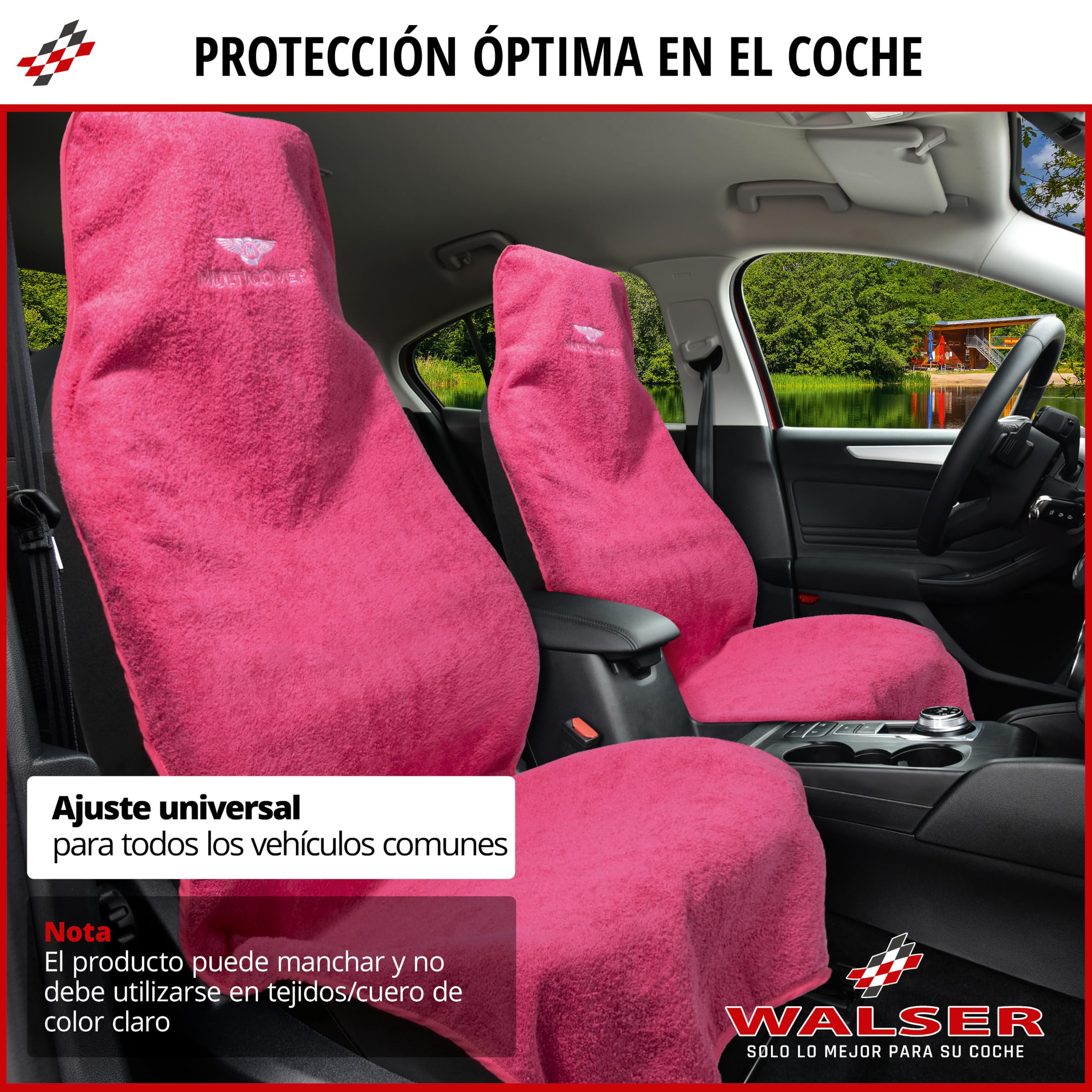 WALSER funda de asiento Multicover, funda de asiento de coche universal, cubierta de plaza de coche lavable rosa