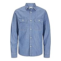 JACK & JONES JJETRAVIS LS Noos - Maglietta, Mix Blu Chiaro