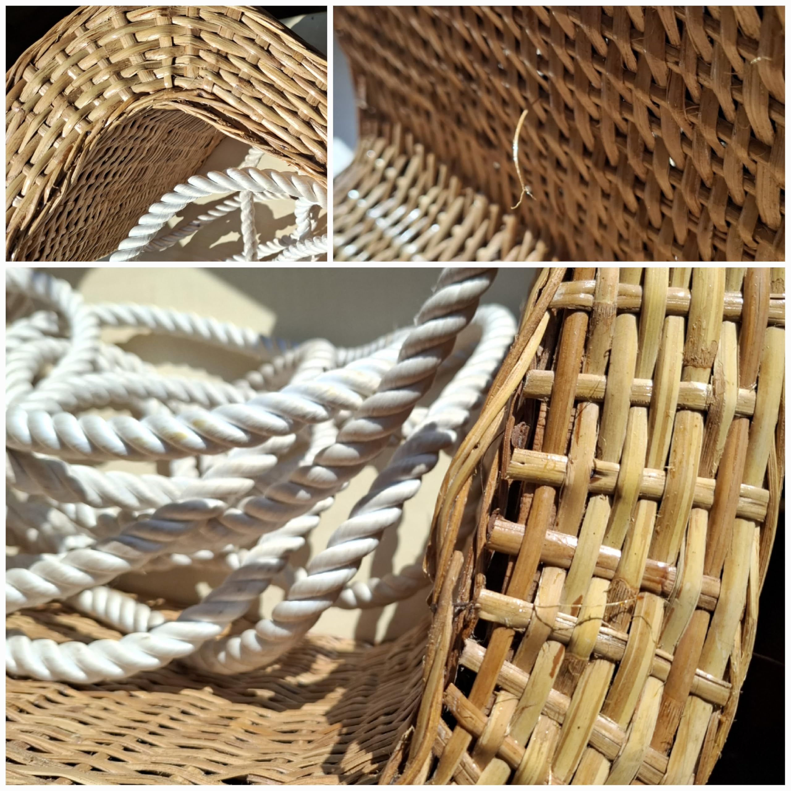 Schaukel mit Rattangeflecht – Hängeschaukel Natur - Sitzschaukel aus Naturmaterial – Für Kinder & Erwachsene – 45 x 35 cm – Handgefertigt mit Seil- 2. Wahl, mit diversen Schönheitsfehlern 20171-B