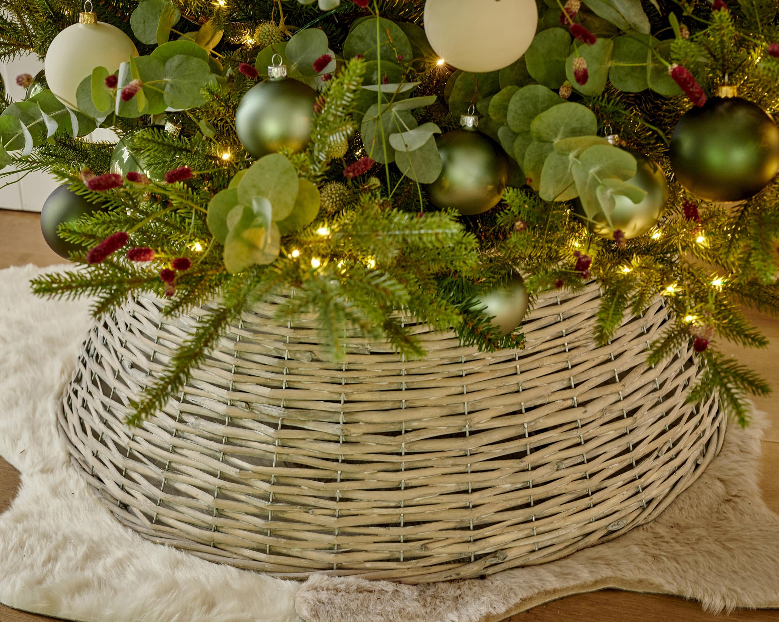Decoris Copripiede per albero in salice intrecciato Camp Grigio