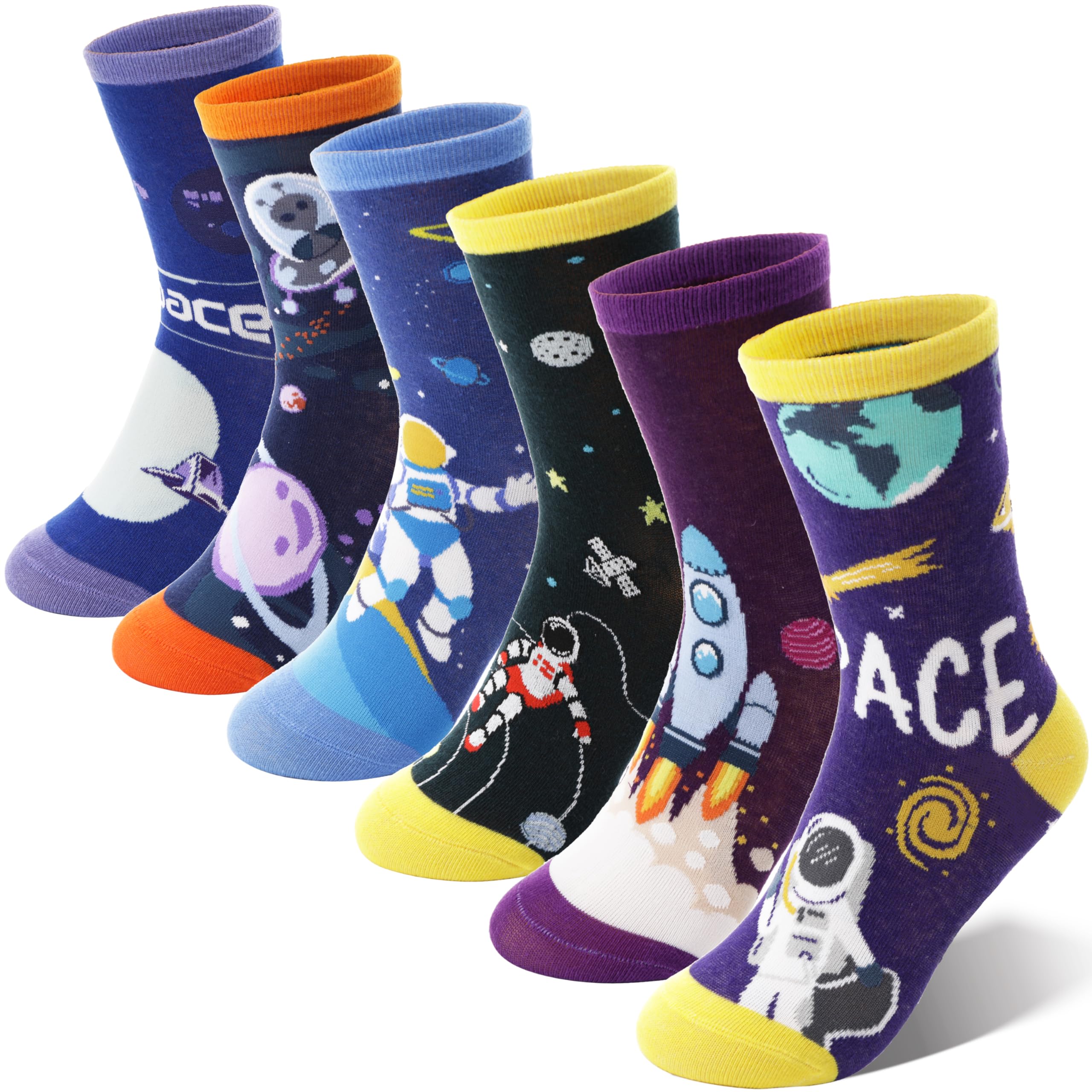 Boys Kids Socks Crazy Fun Novelty Funny Cotton Crew Children Teenage Socks 6 Pairs