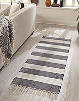 Vista 25 de Unique Loom Chindi Rag Collection - Alfombra a rayas (2 pies x 5 pies 1 pulgada, gris/marfil)