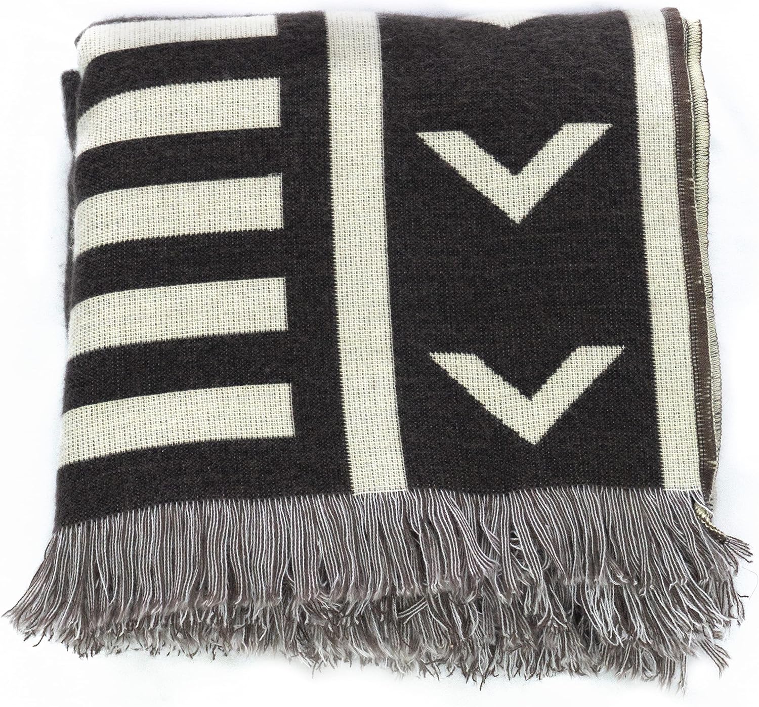 Boho Farmhouse Woven Throw Blanket | Modern Aztec Western Decorative Style | Use for Couch, Sofa, Outdoors, Indoors, Bedroom | Striped, Aesthetic & Reversible | Spring Blanket (Pachamama Brown)