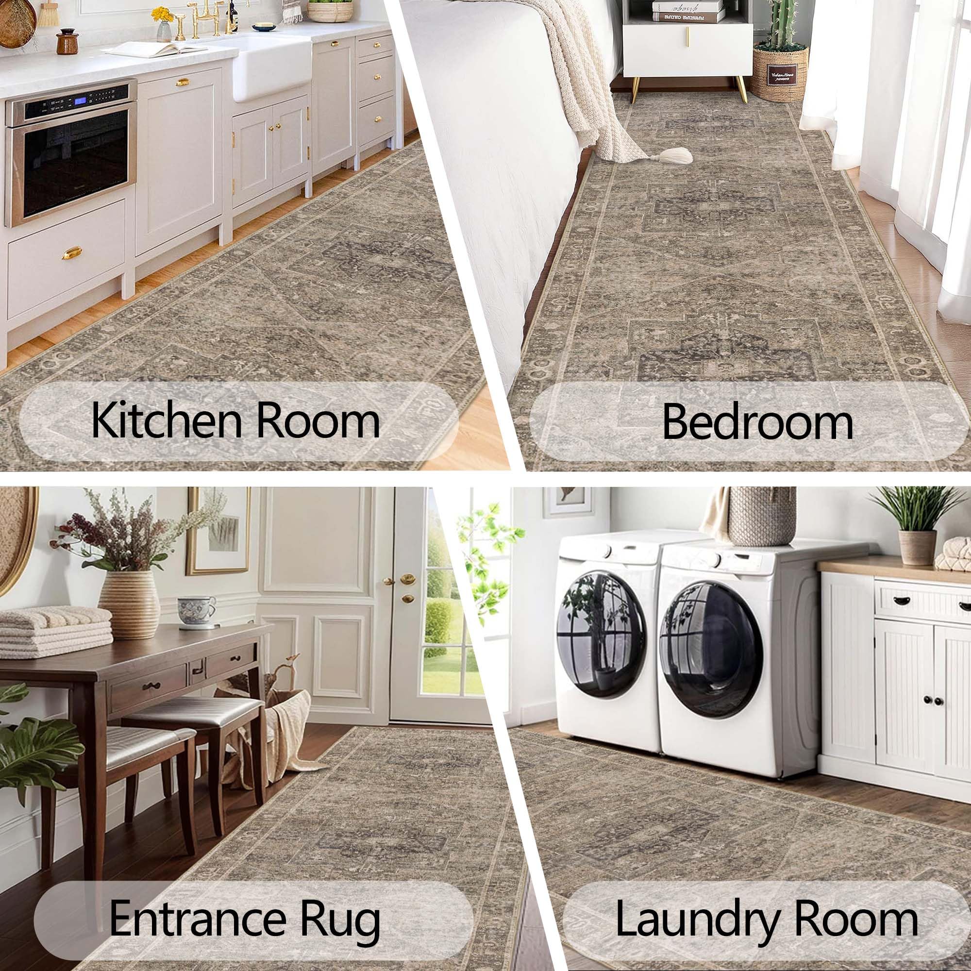 Homcomodar Tappeto Corridoio Nero Marrone 80x300cm Tappeti Passatoia Lungo Cucina Lavabile in Lavatrice Antiscivolo Tapette Camera da Letto Scendiletto Cameretta Ufficio Pelo Corto Carpet