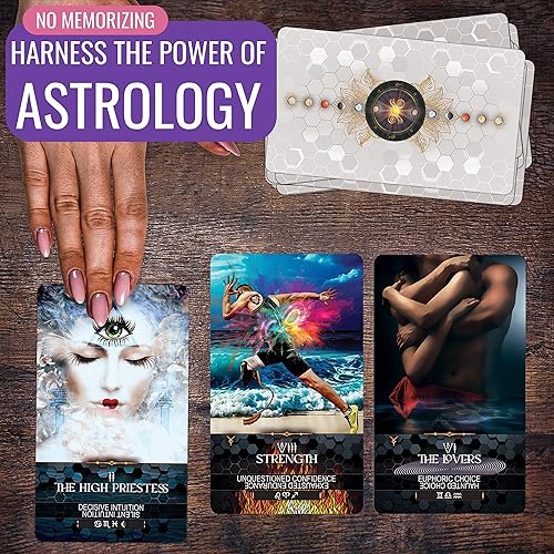 Miniatura 2 de TAROTskills Star Kissed Tarot Deck - 78 cartas de tarot con significados, la mejor herramienta espiritual, con astrología, zodíaco, palabras clave,