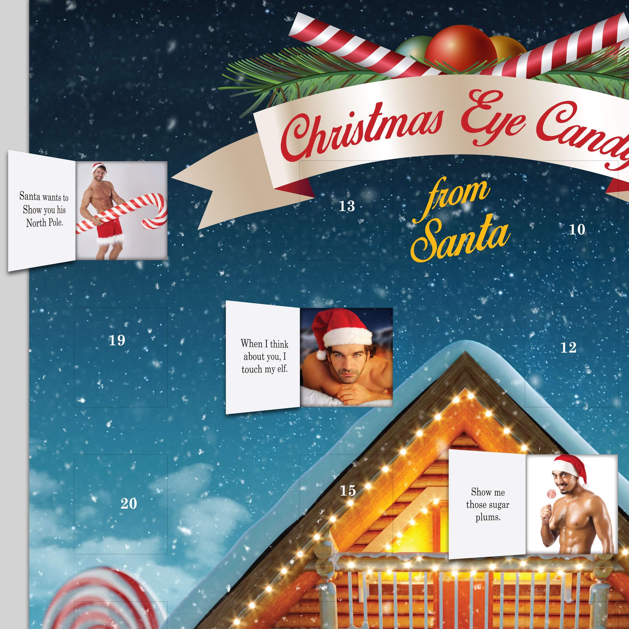 Adult Advent Calendar - Unique Gag Gift for Women Full of Sexy Men and Funny Women - Perfect as Stocking Stuffer, White Elephant and Secret Santa - 11.5" x 14.5 "