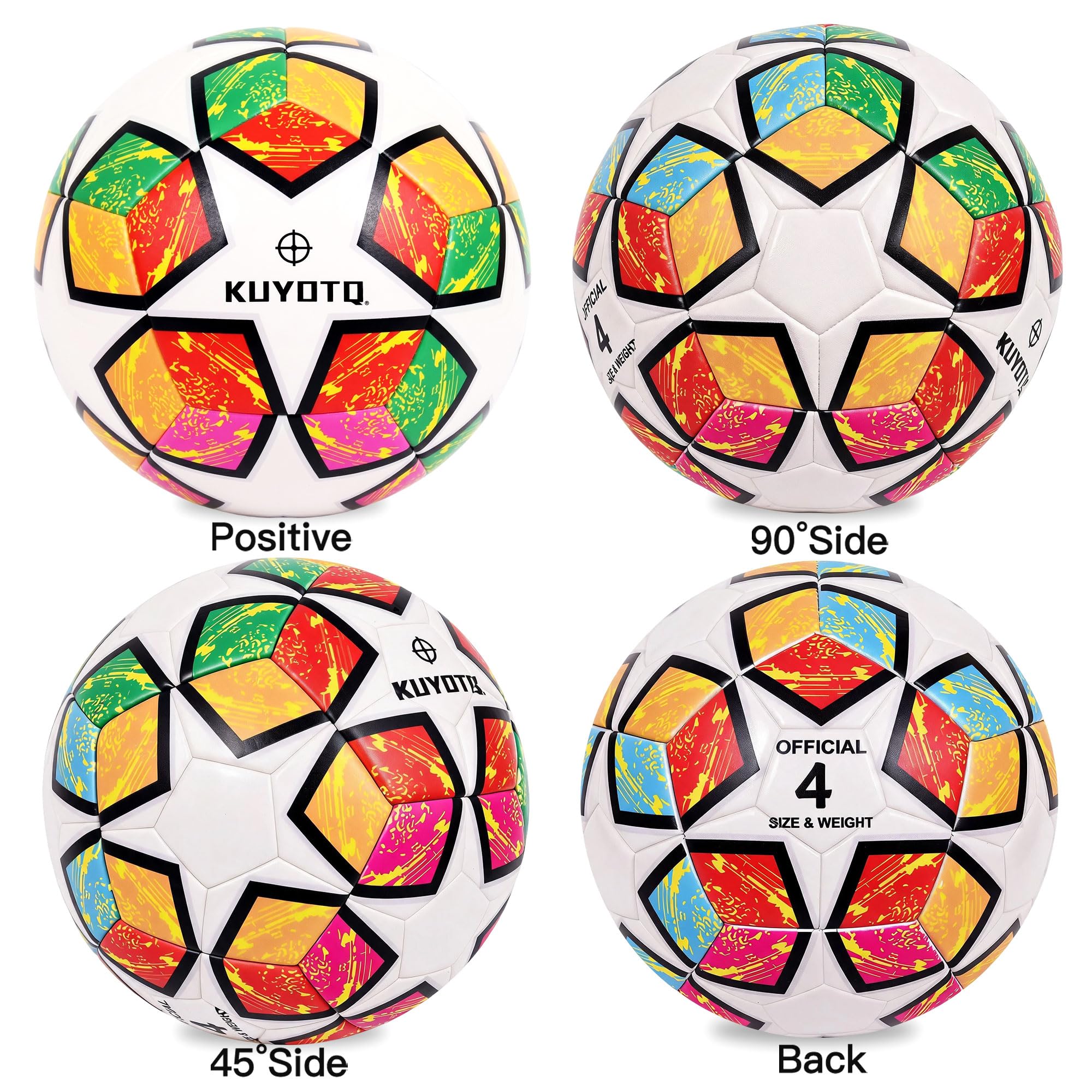 KUYOTQ Fußball, 2026 Colorway-Design, inspiriert von den USA, Kanada und Mexiko, verdickter PU-Bezug, weiche, verschleißfeste Oberfläche, Nylon-umwickelte Blase, Größe 4, für Kinder und Jugendliche
