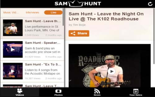 Fanappz - Sam Hunt Edition – vue 3