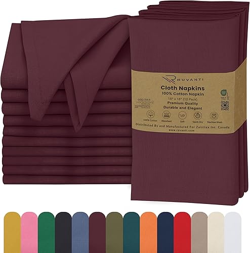 Miniatura 39 de Ruvanti Juego de 6 servilletas de tela, 18 x 18 pulgadas, 100% algodón, lavables, suaves y absorbentes, perfectas para bodas, Navidad, cenas de