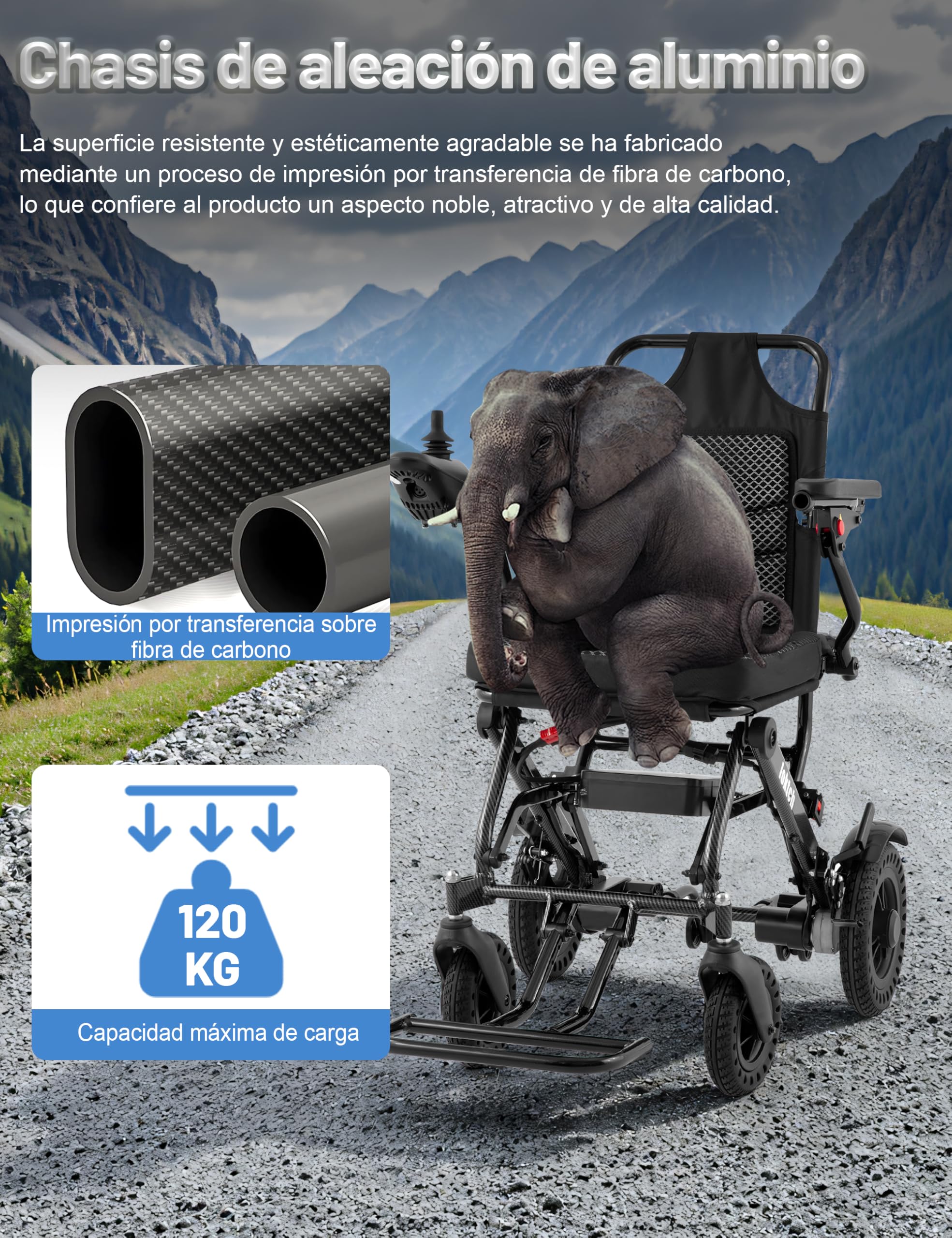 Silla de Ruedas Eléctrica Plegable Ligera Silla Ruedas Electrica Estrecha con Doble Motor Cadeira de Rodas Electrica de Aleación de Aluminio con Cojin (10AH)