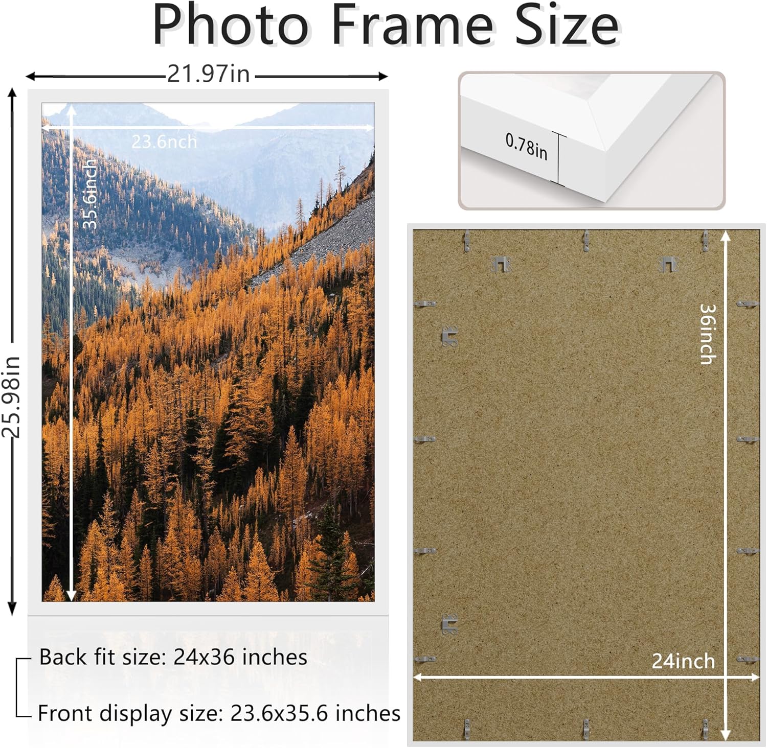 picrit 24x36 poster frame, picture frame for wall mounting display, white white 24x36