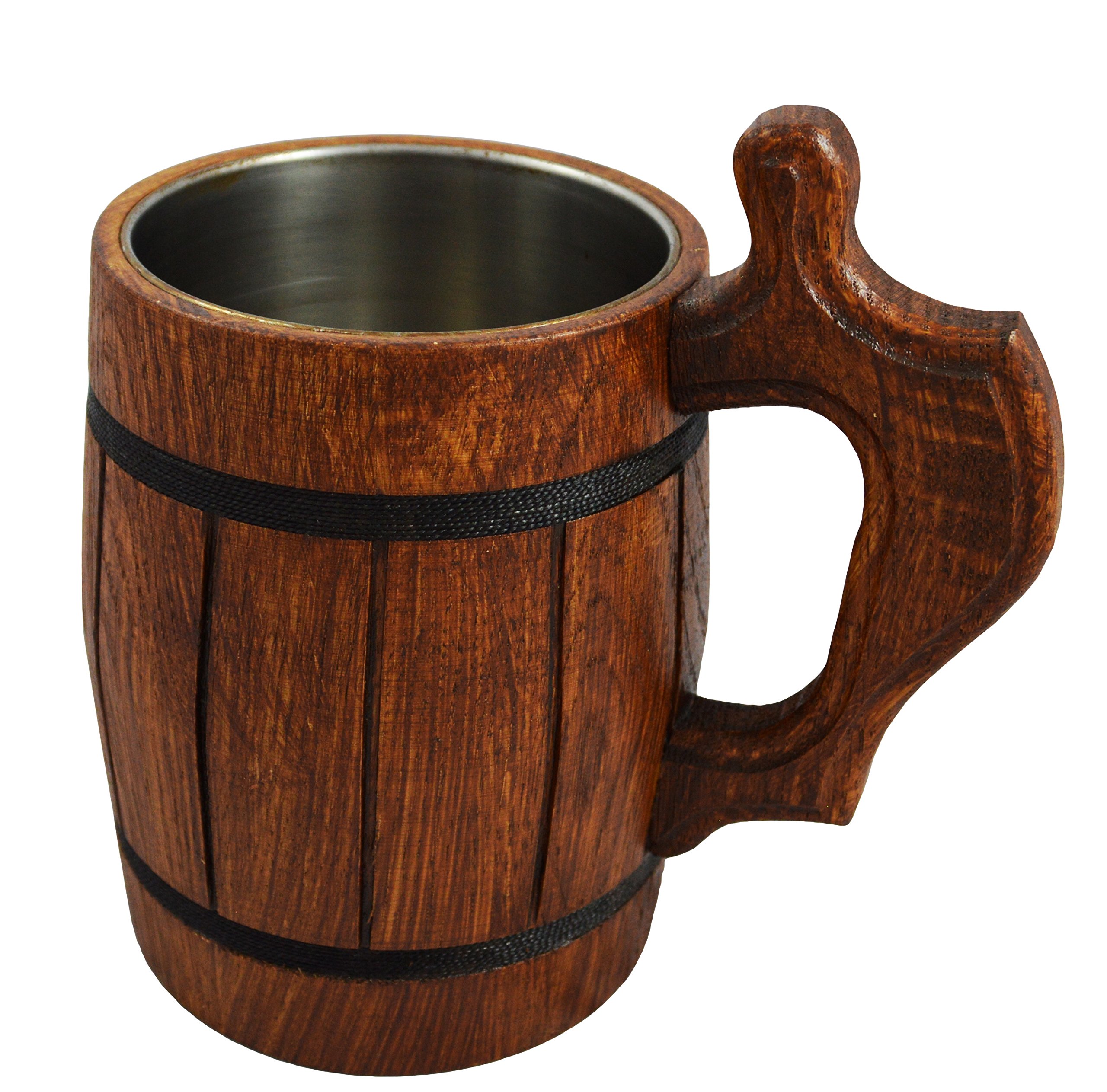 Wooden World - Jarra de cerveza de madera de roble Taza grande muy sólida 500 ml / 0,5 l /M10