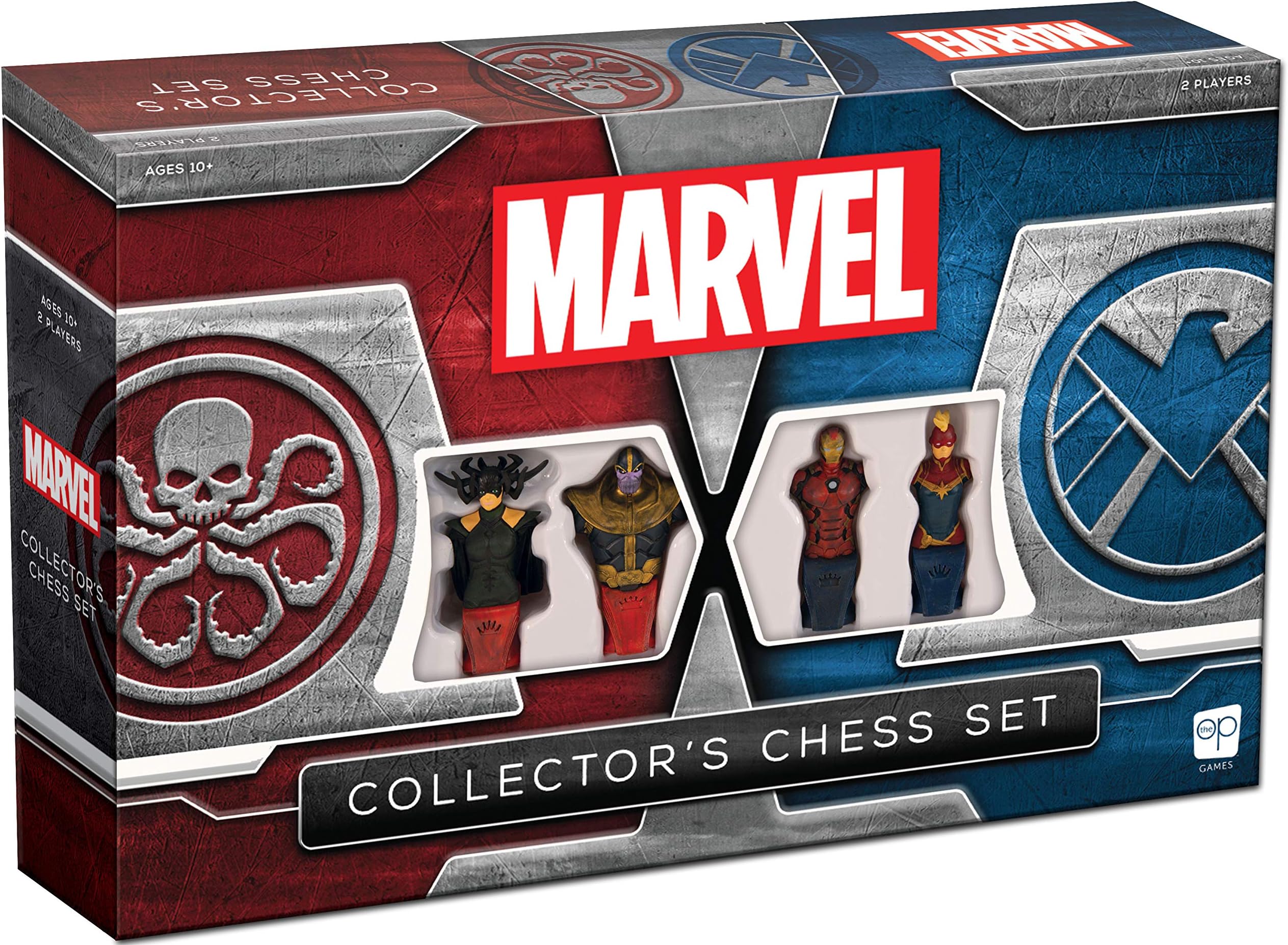 Marvel Collector's Chess Set | Custom Sculpted Chess Pieces Marvel Superheros & Villains | Iron Man & Thanos as King | Captain Marvel & Hella as Queen | Officially Licensed Marvel Chess Set