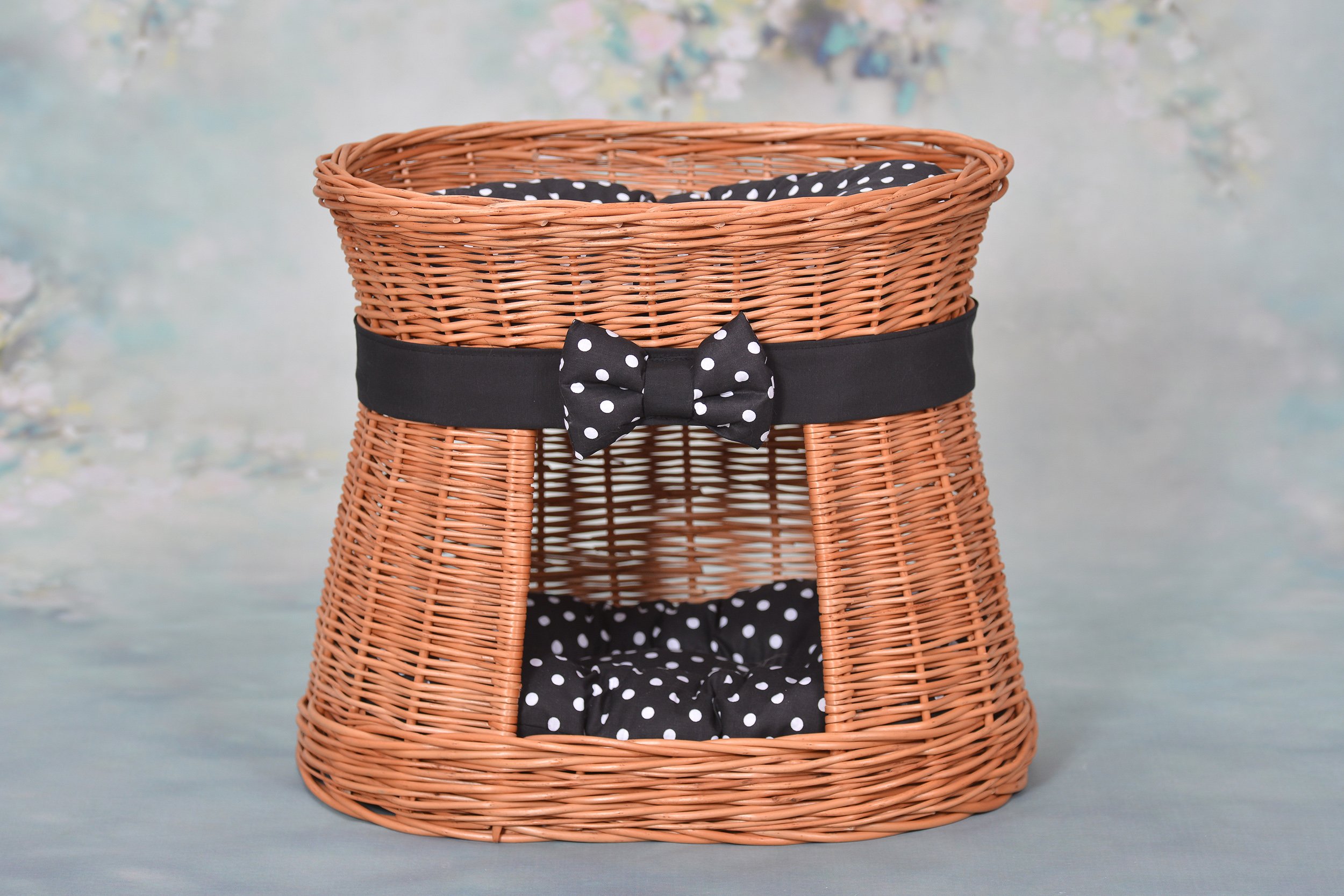 e-wicker24 481-50/PKo1 Katzenkorb aus Weide, Korb, honiggelb, 50 x 40 x 45 cm