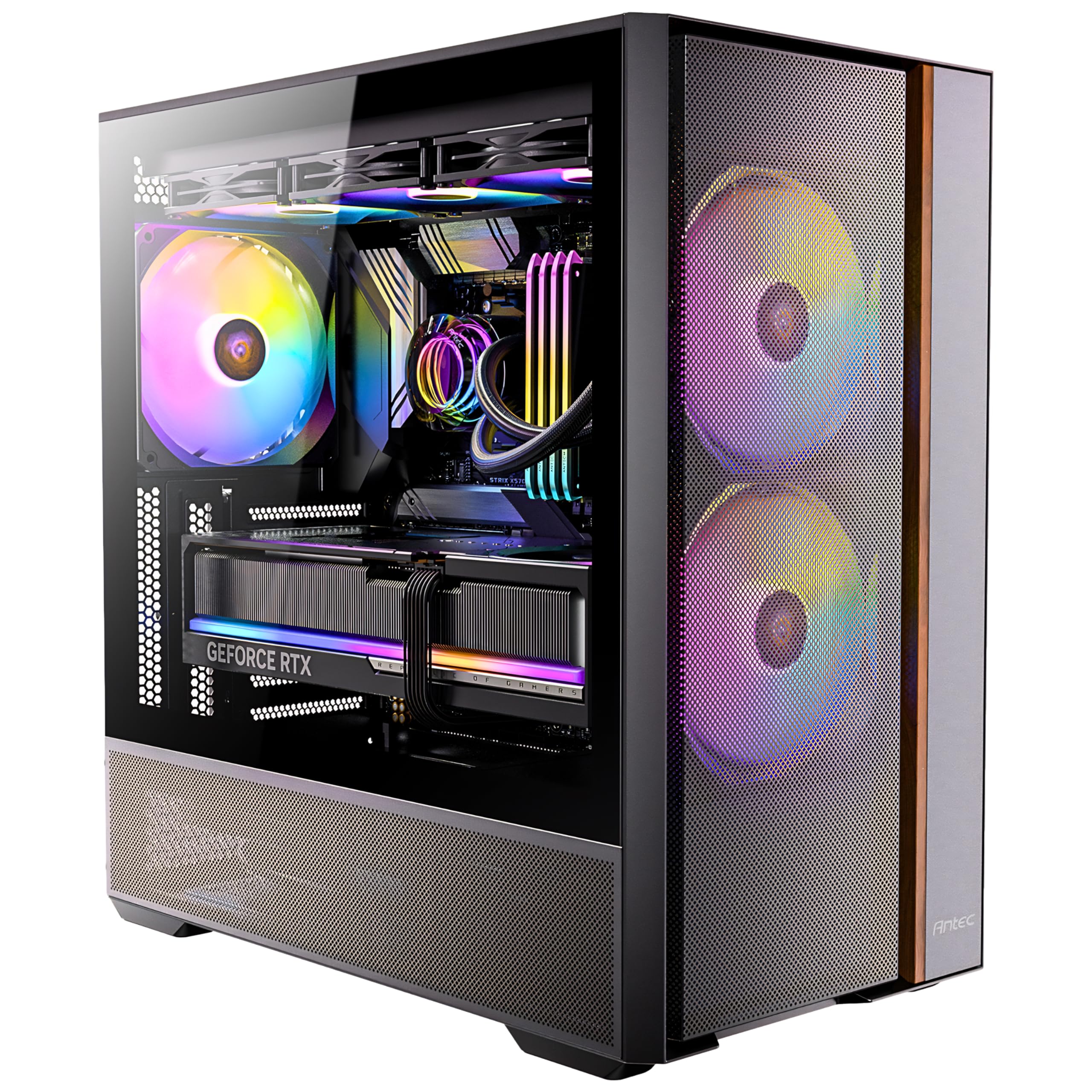 Amazon | ANTEC PCケース FLUX REAR ブラック フロントパネルに木材を