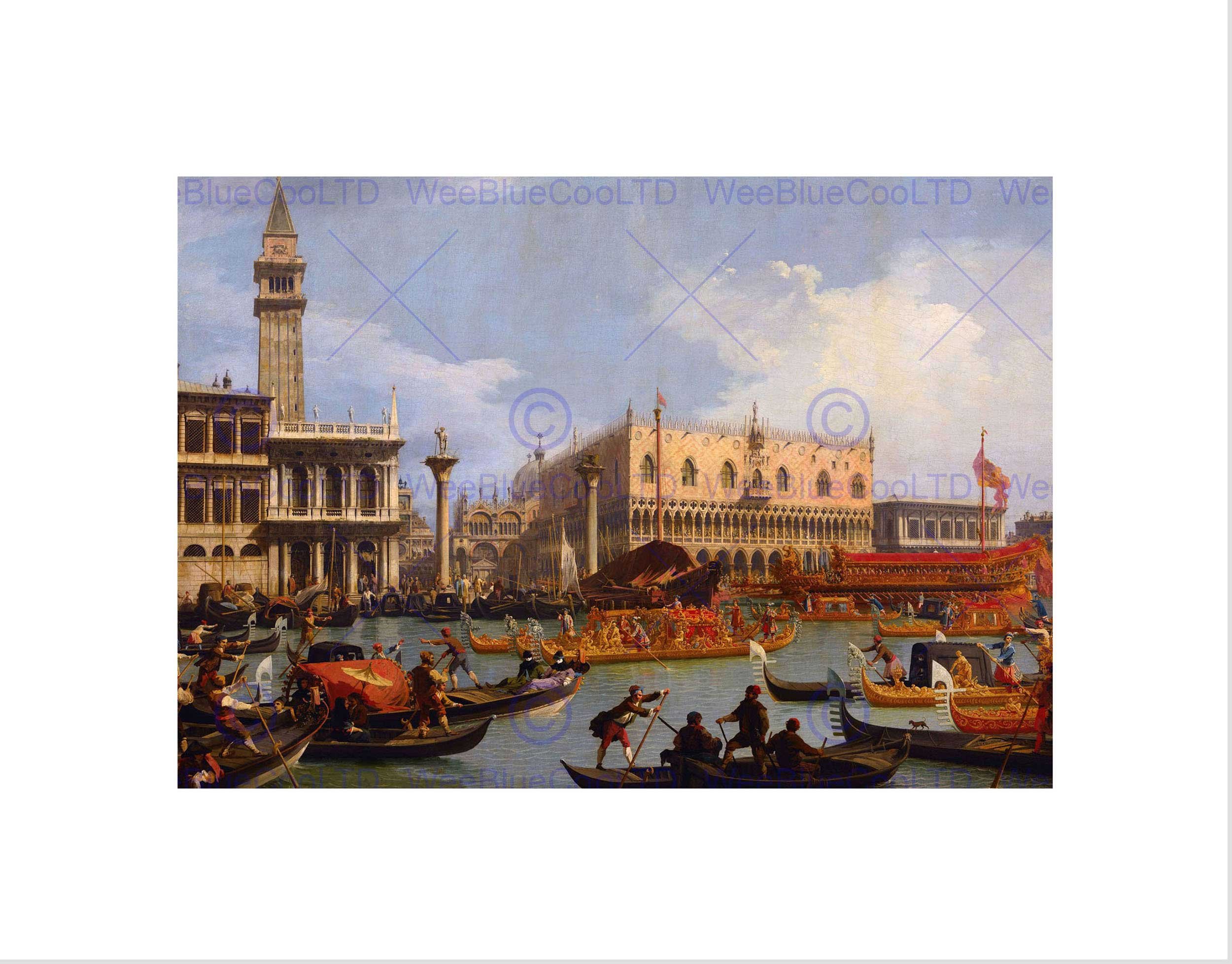Wee Blue Coo Painting Cityscape Venice Canaletto Bucentaur Return Pier Wall Art Print
