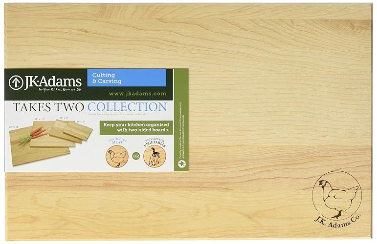 J.K. Adams 12-Inch-by-8-Inch Sugar Maple Wood Takes Two Cutting Board