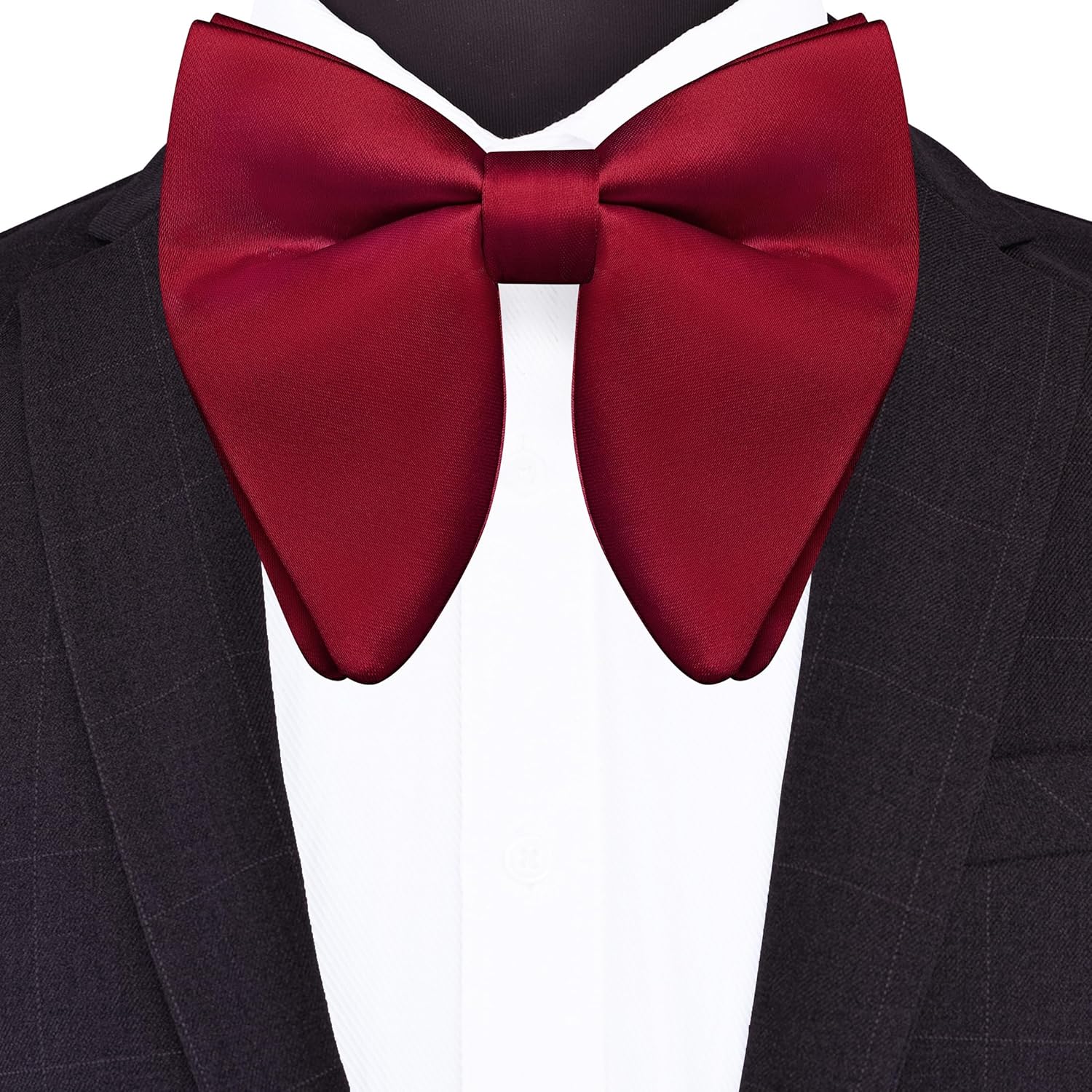 Branduce Solid Color Oversize Pre-tied Bow Tie Quality Adjustable Tuxedo Bowtie for Men Party Wedding - Image 2