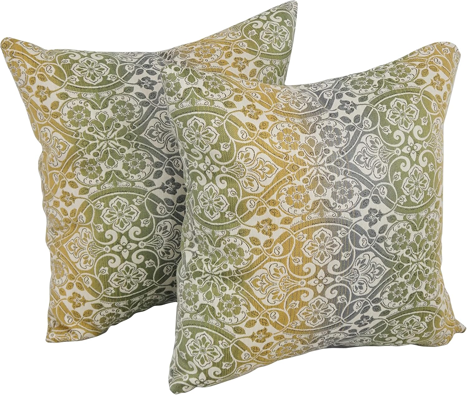 Blazing Needles Premium Outdoor Damask Throw Pillow, 17", Festive Patina 2 Count