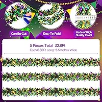 Vista 2 de 5 guirnaldas de oropel metálicas brillantes mixtas – morado, verde, dorado – 32.8 pies para Mardi Gras, Navidad, fiestas de carnaval
