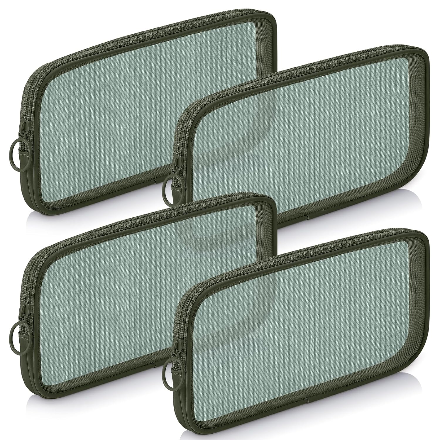 Weewooday 4 Pcs Mesh Makeup Bag Mesh Cosmetic Bag Toiletry Pouch with Zipper Mini Makeup Cosmetic Purse for Daily Accessory(Medium,Olive Green)