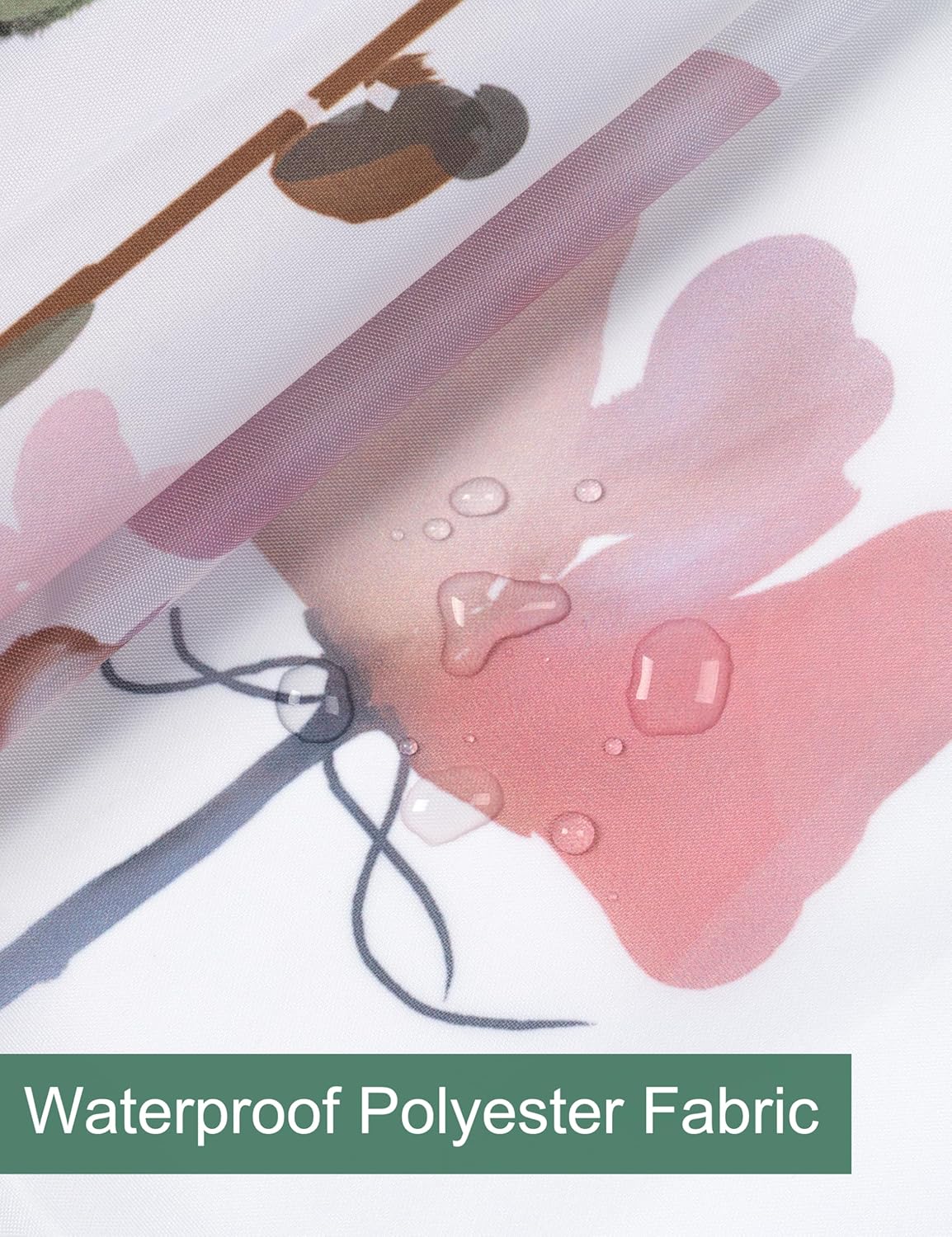 SUMGAR Colorful Flowers Shower Curtain for Bathroom Pink Floral Romantic Wildflower Plants Nature Scenery Decoration Curtain Set with Hooks, 72 x 72 inch