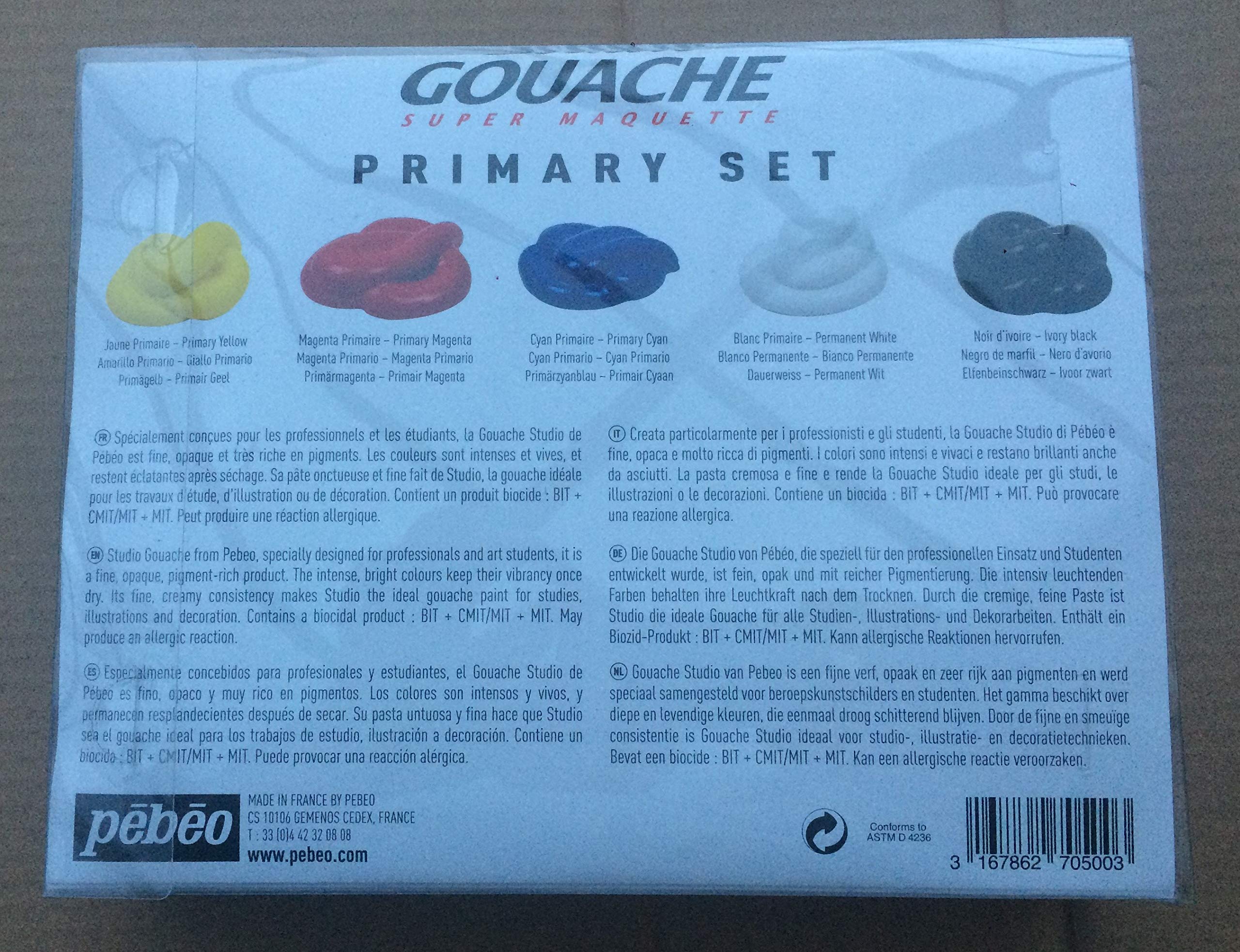 SET GOUACHE PRIMAIRE STUDIO 5 X220 ML