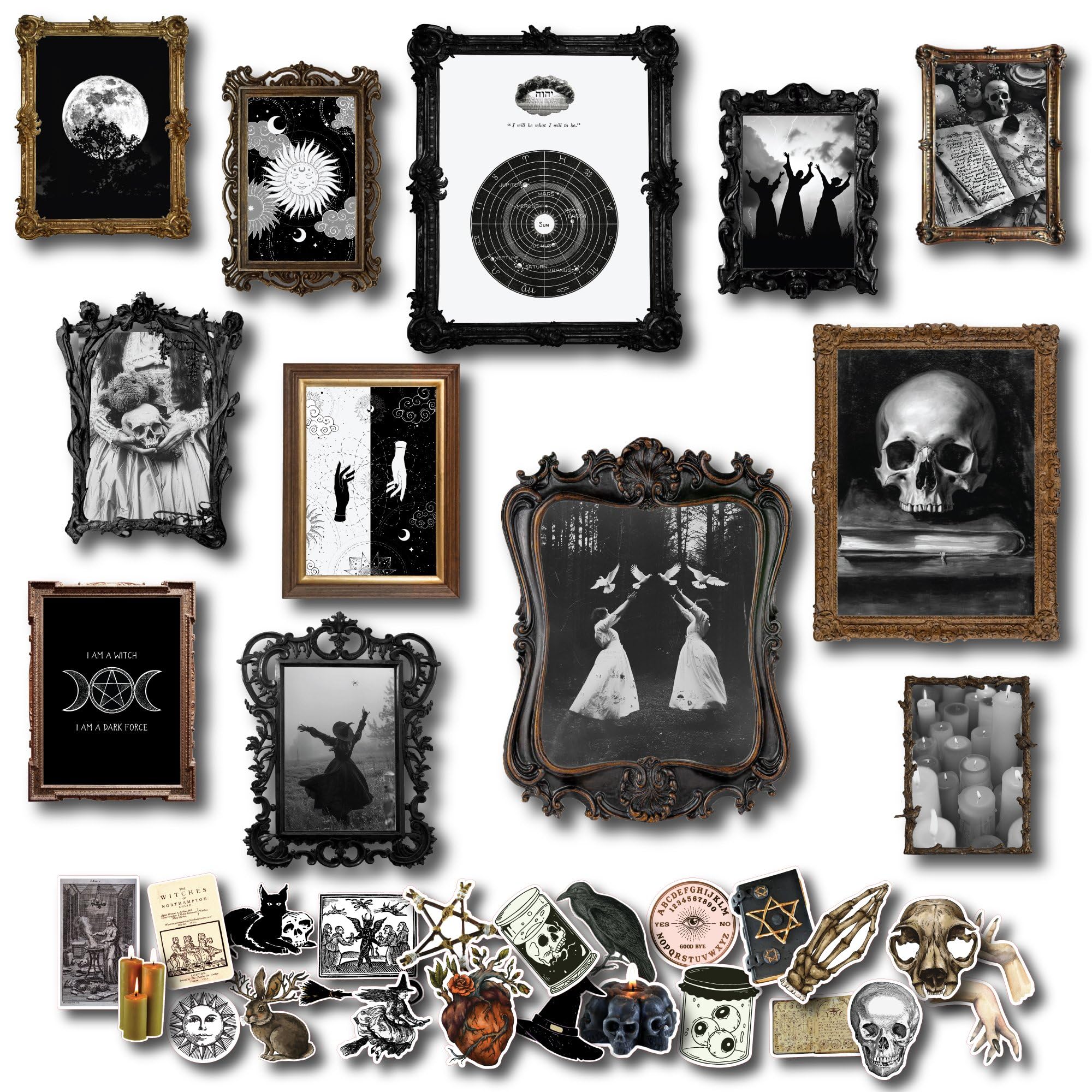 97 Decor Witchy Home Decor Aesthetic - Witch Art Wall Decor, Dark Gothic Art Prints, Witch Painting Creepy Pictures, Goth Posters Halloween Prints, Wiccan Spooky Wall Decor For Bedroom (8x10 Unframed)